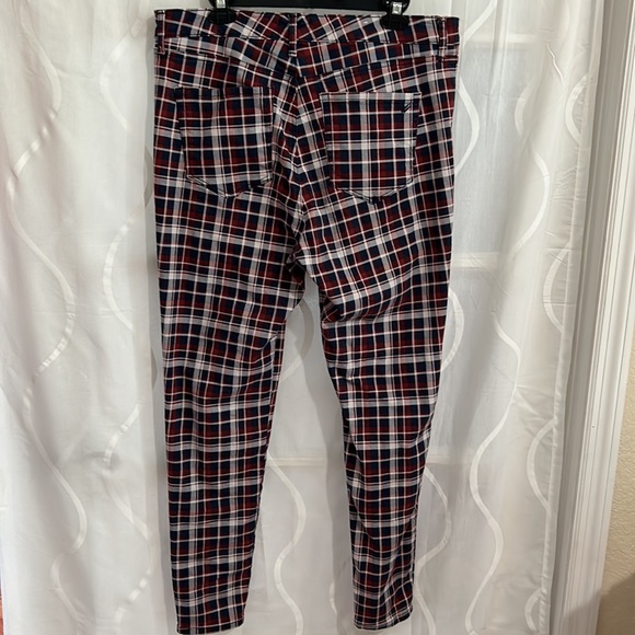 William Rast, High Rise, Skinny, Navy & Burgundy Plaid Pants, Size 32 - Picture 3 of 5